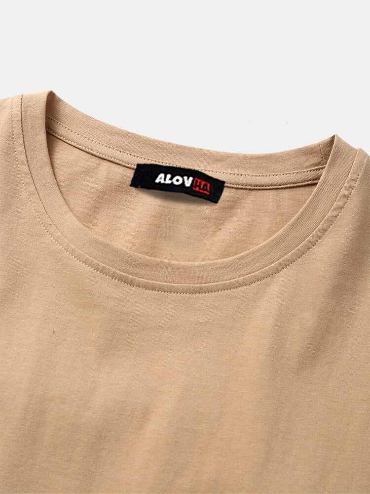 Plain Cotton Beach Print T-Shirt