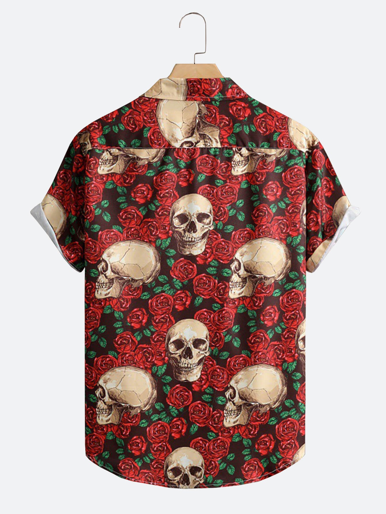 Red Rose Skull Full Print Shirt Men's