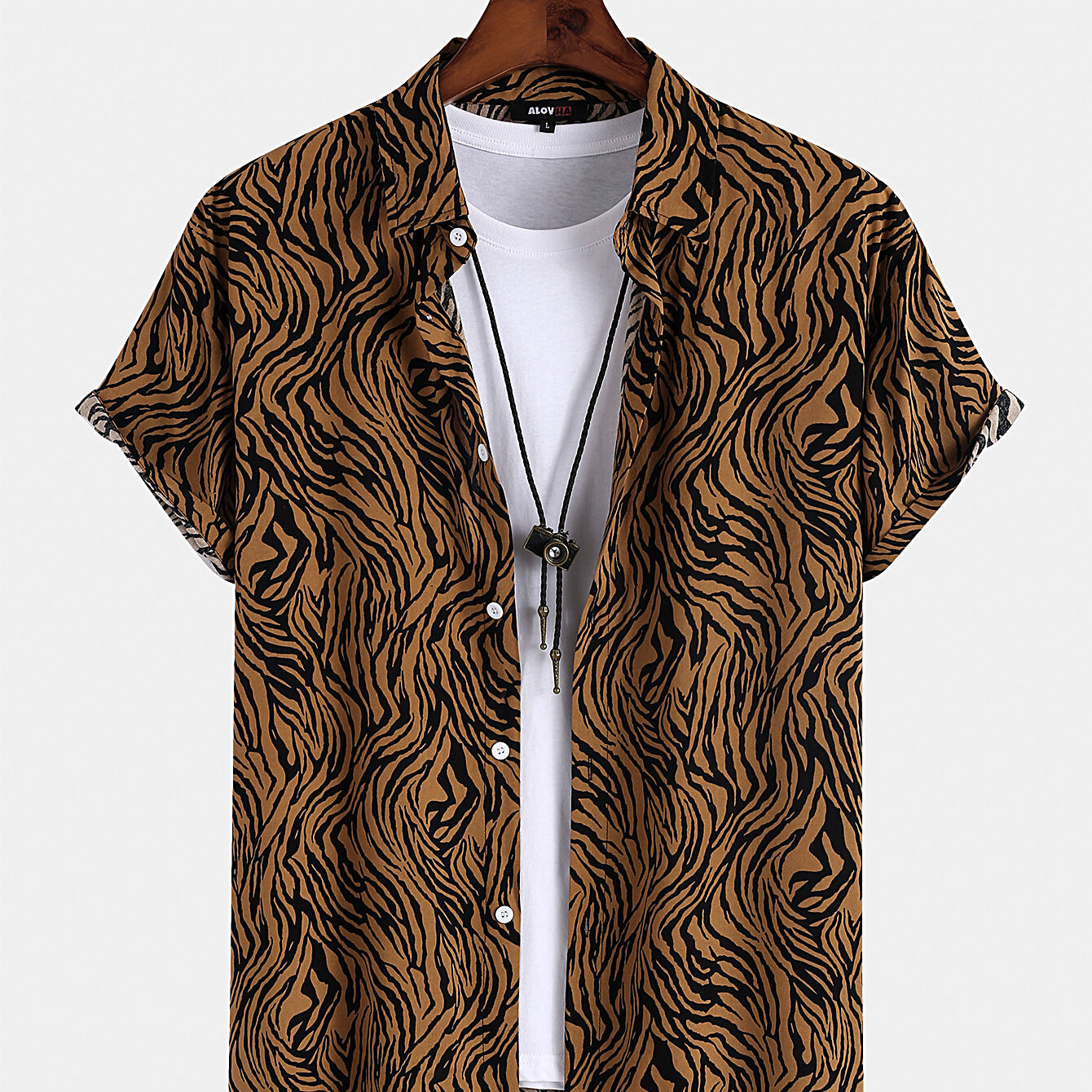 Retro Zebra Print Lapel Shirt