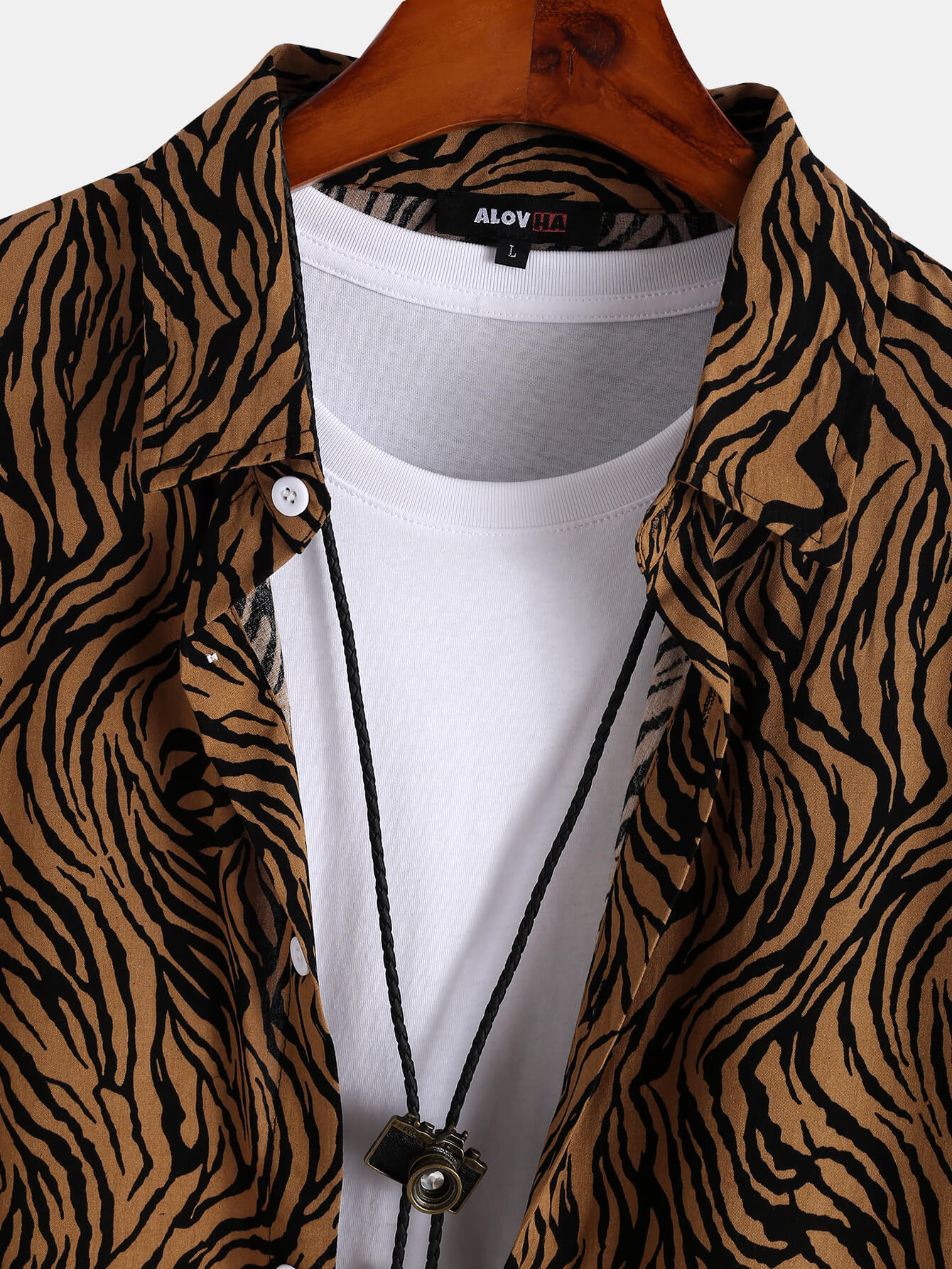 Retro Zebra Print Lapel Shirt