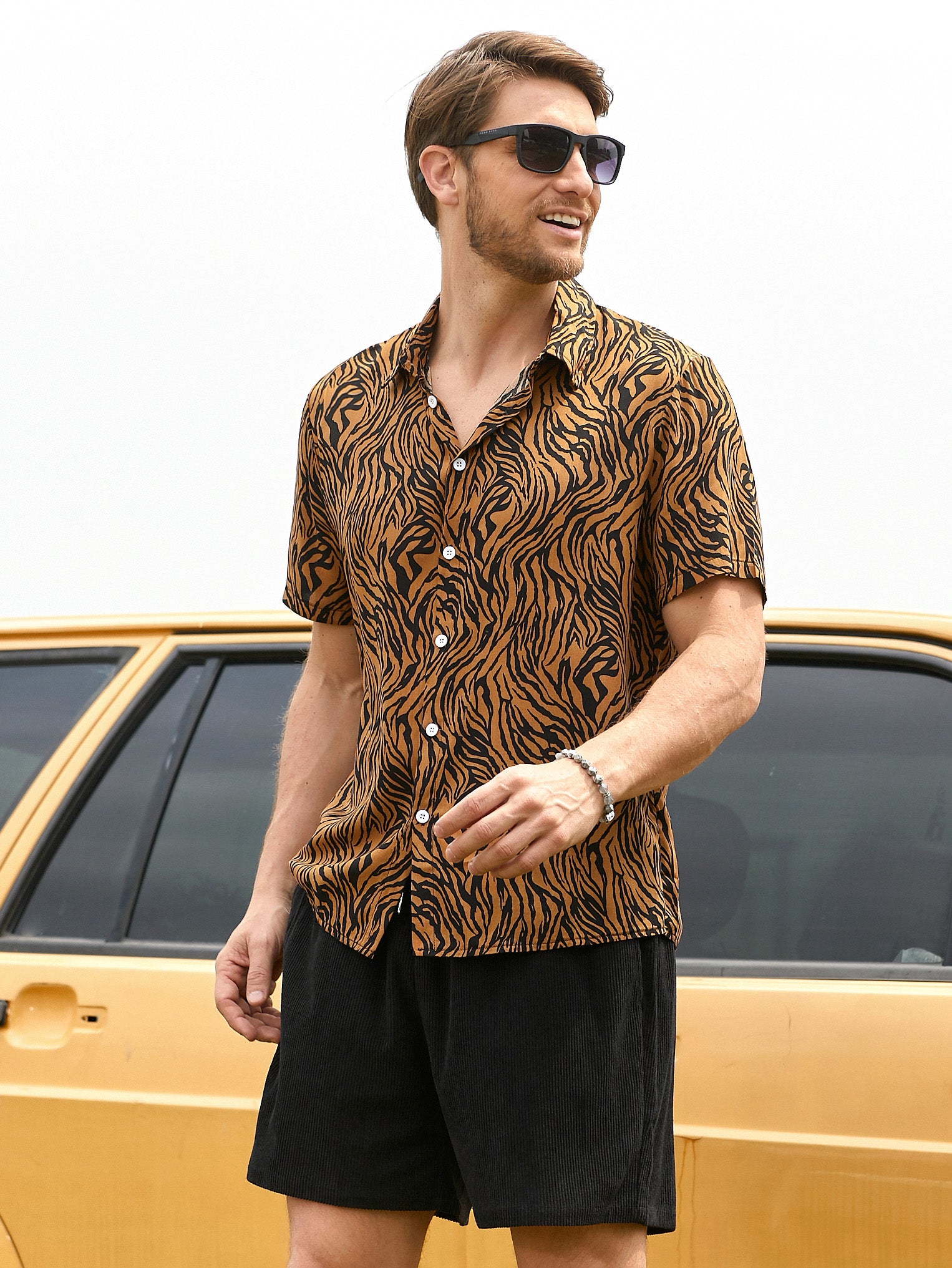 Retro Zebra Print Lapel Shirt