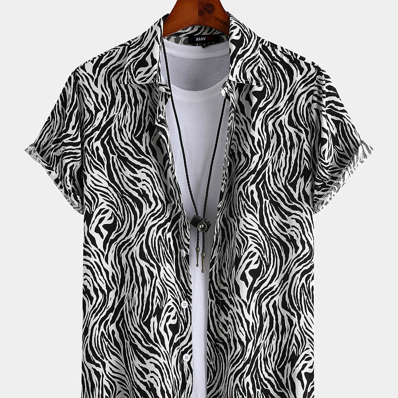 Retro Zebra Print Lapel Shirt