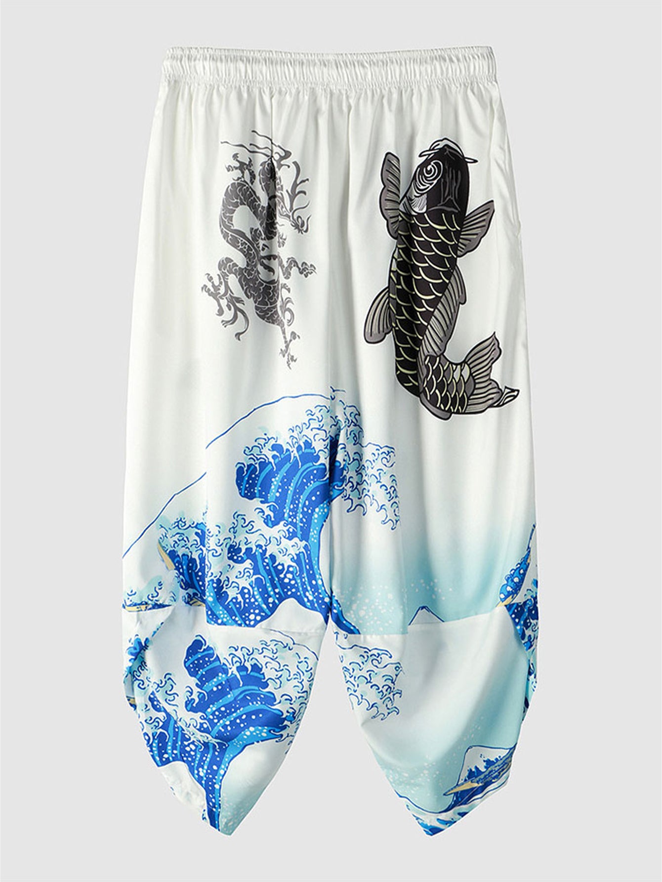 Sea Wave Koi Print Kimono Set