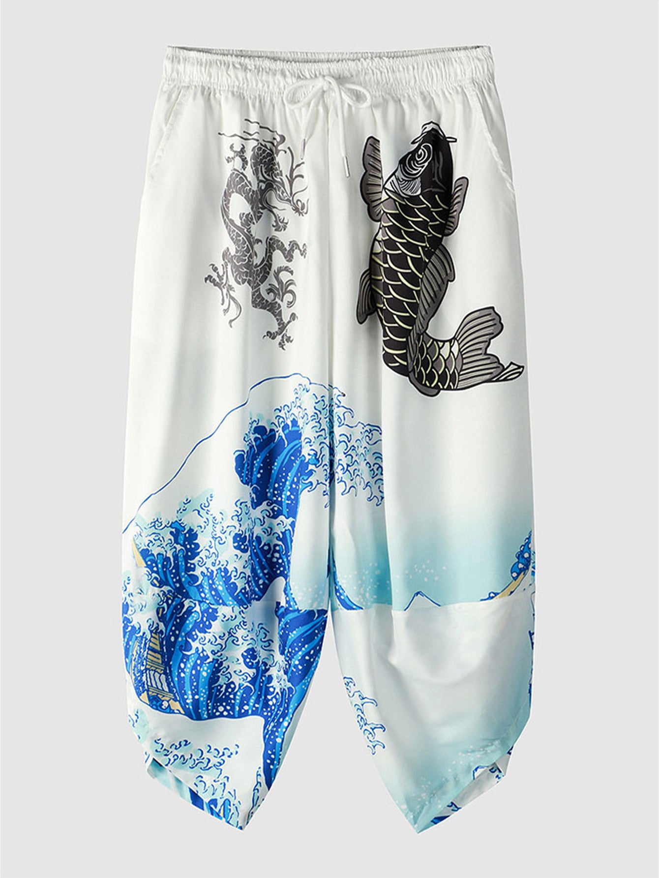 Sea Wave Koi Print Kimono Set