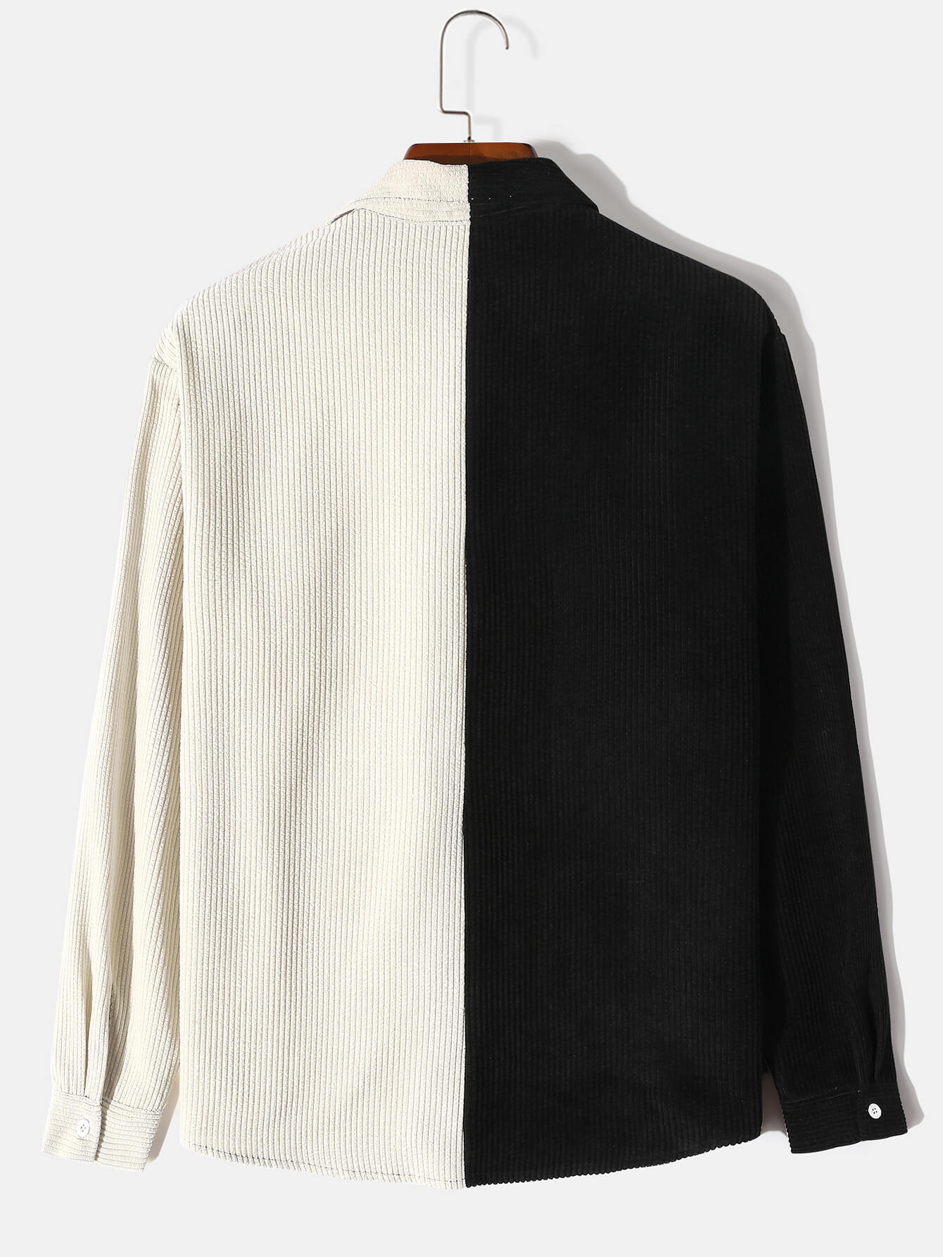 Two Tone Panel Corduroy Long Sleeve Shirt