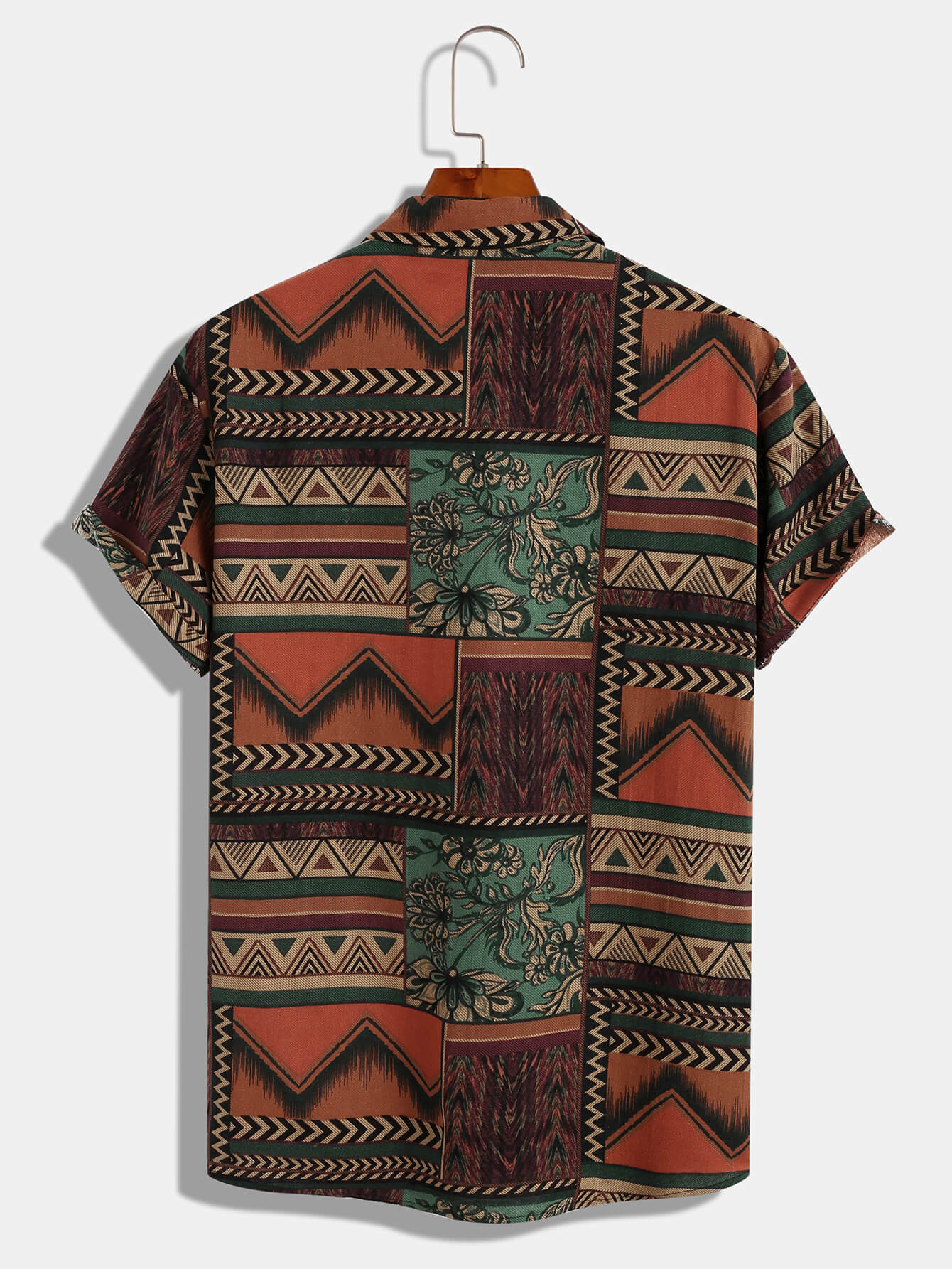 Vintage Horizontal Stripes Geometric Print Shirt