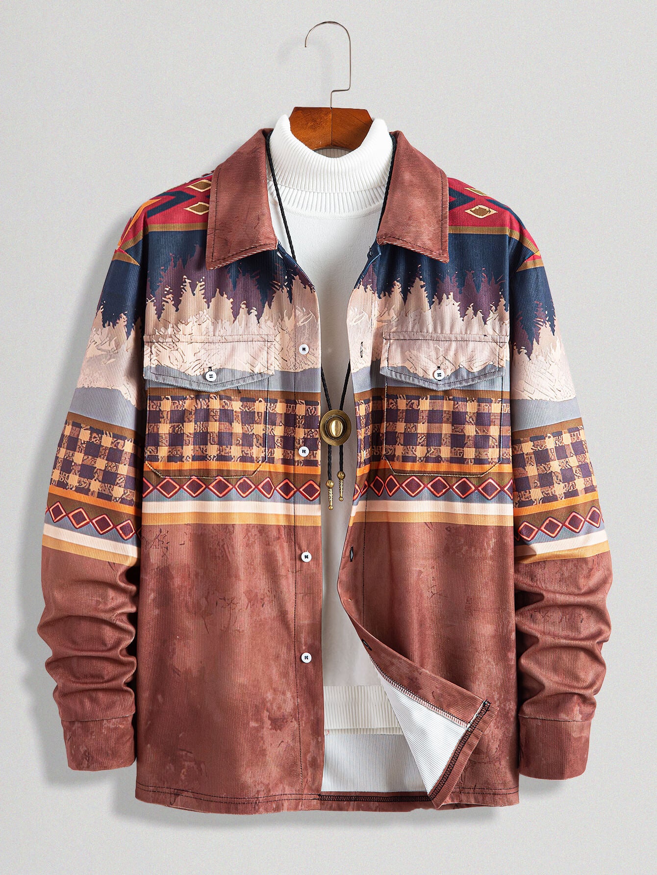Tribal print corduroy jacket on sale