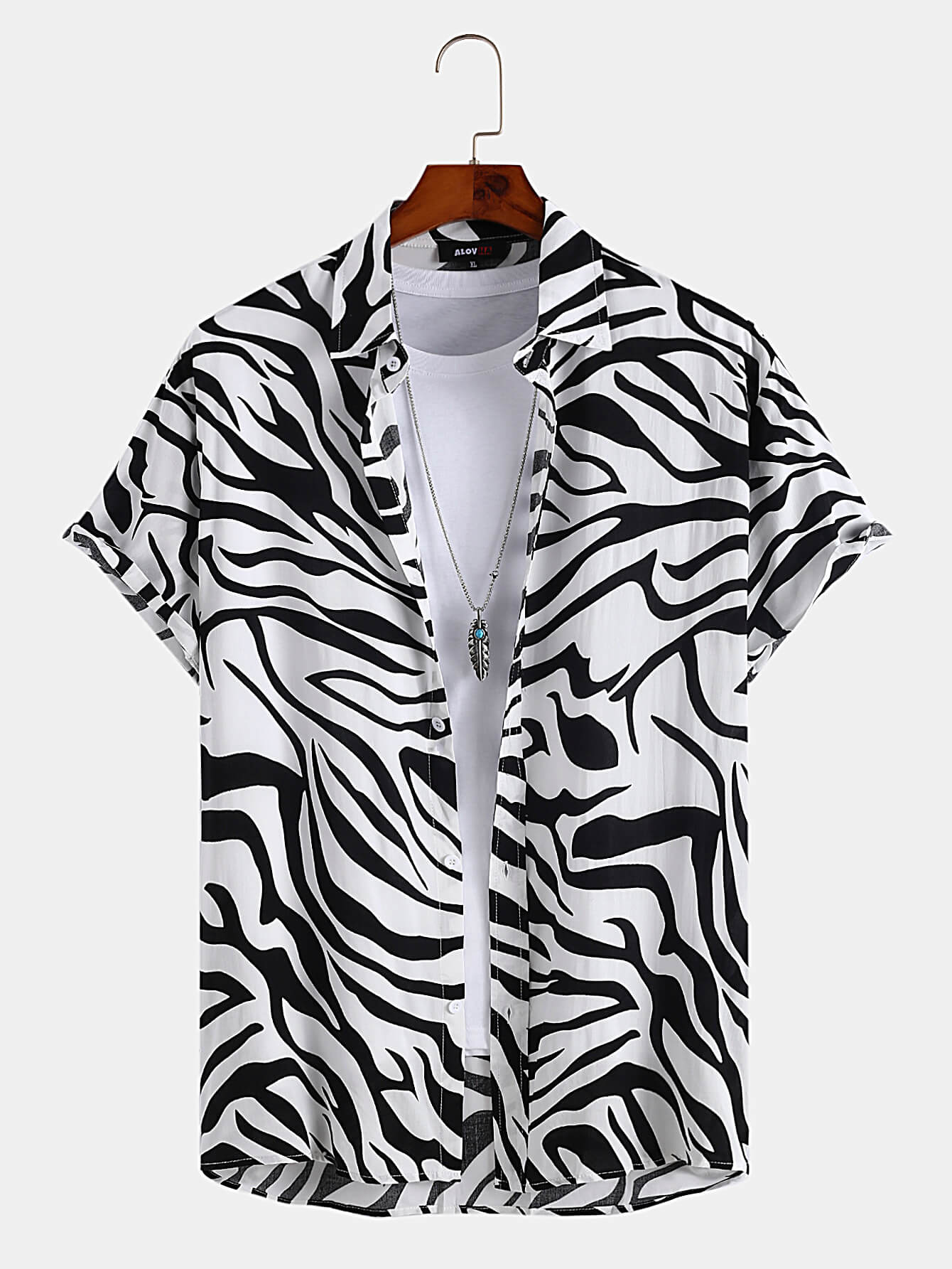 Zebra Print Lapel Collar Shirt