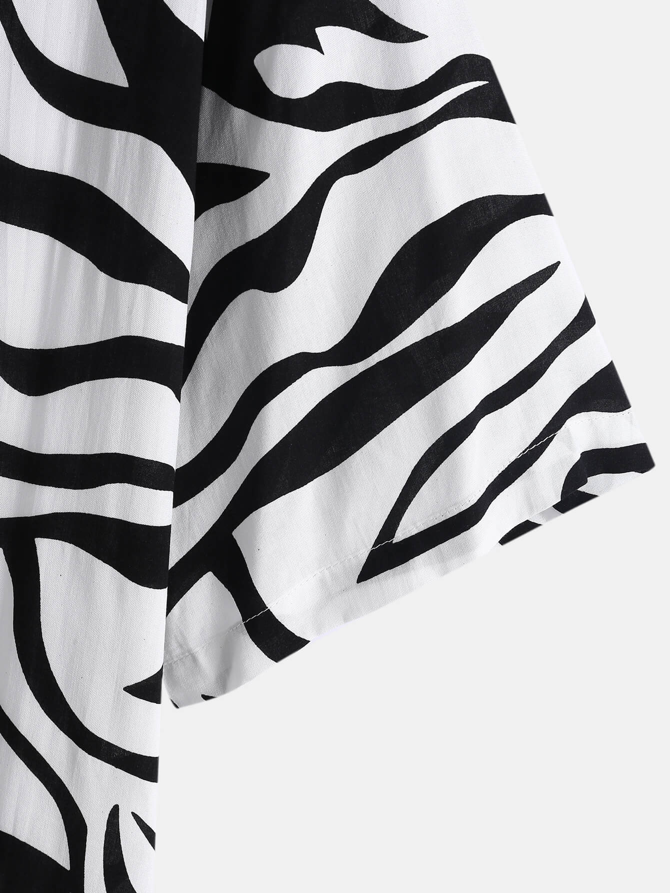 Zebra Print Lapel Collar Shirt