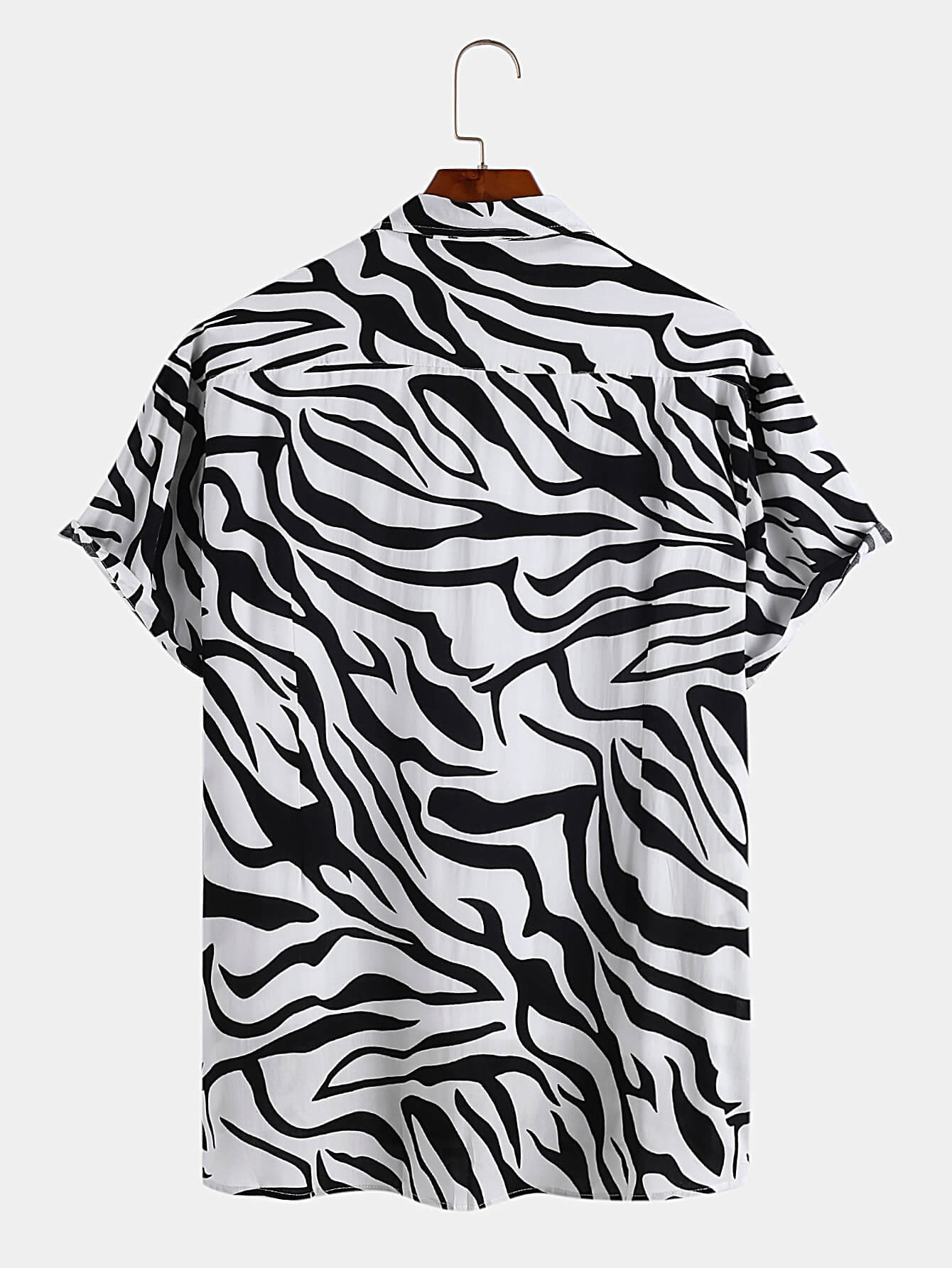 Zebra Print Lapel Collar Shirt