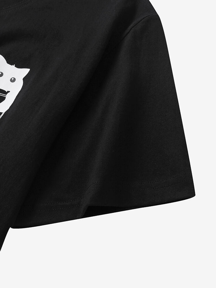 Cute Pocket Cat Cotton T-Shirt