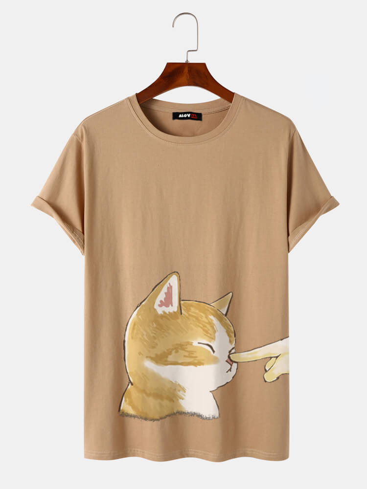 Finger Poked Cat Cotton T-Shirt
