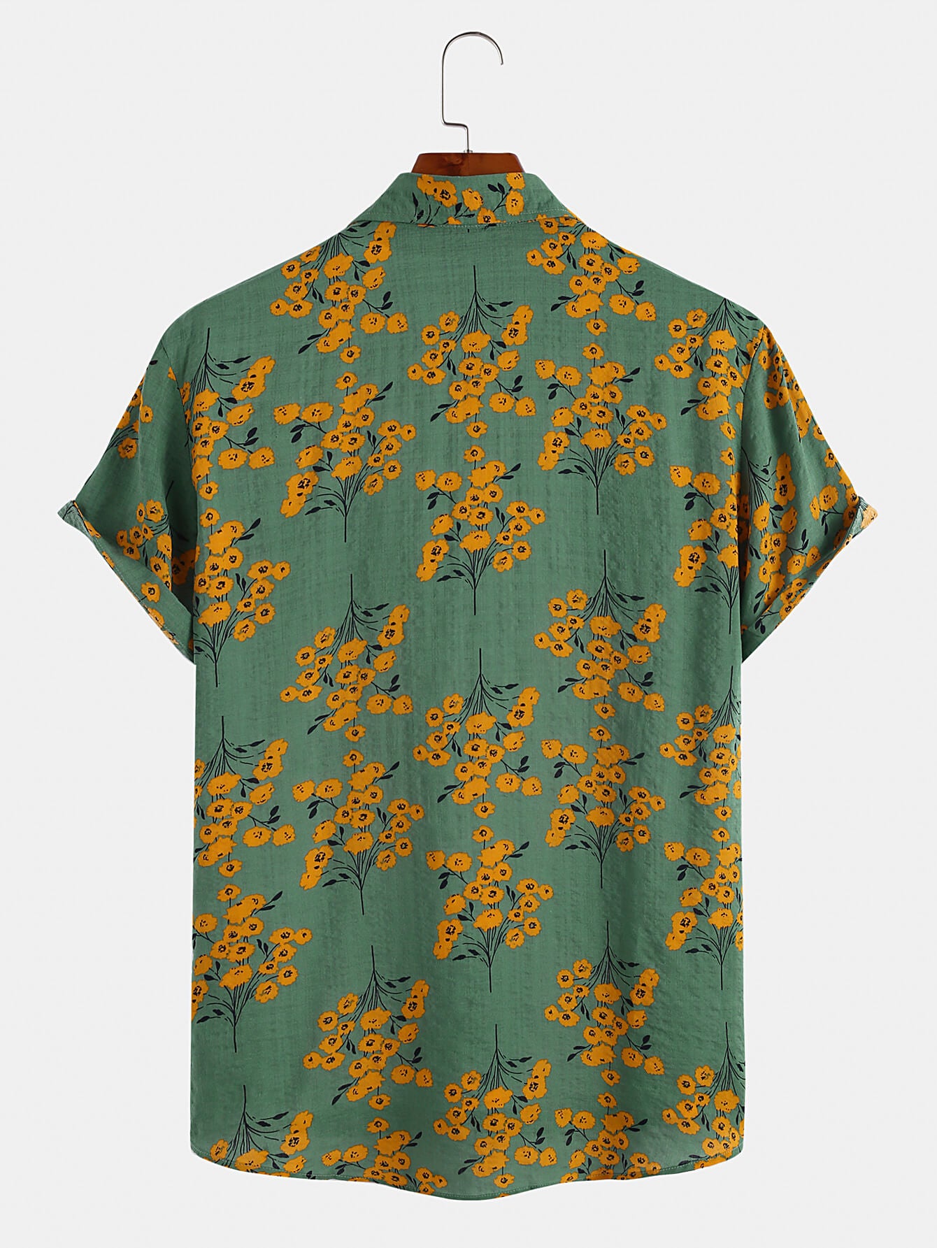 Mens Floral Short Sleeve Button Up Collared Aloha Hawaiian Vacation Shirt