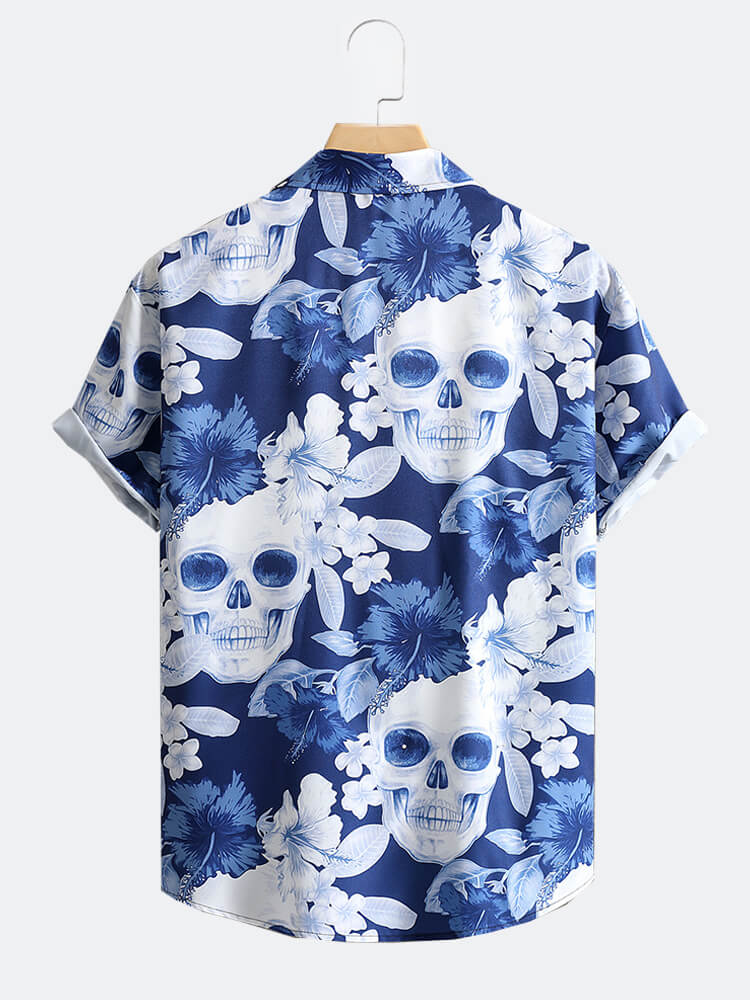 Skull Ghost Floral Print Shirt