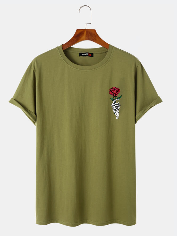 Skull Rose Print T-Shirt