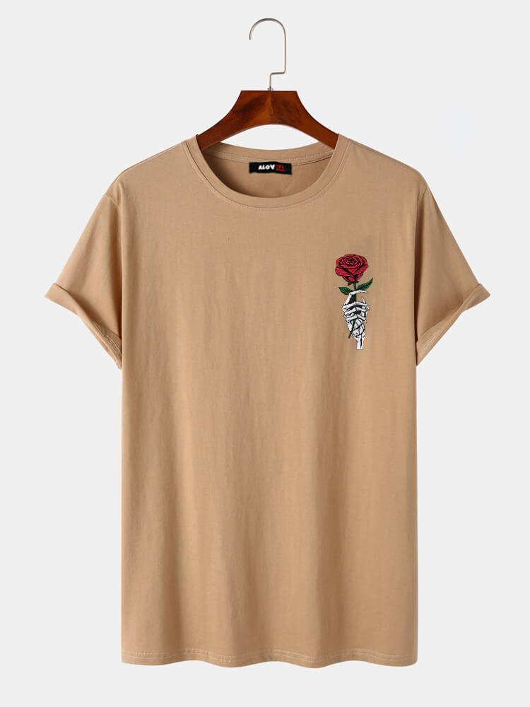 Skull Rose Print T-Shirt