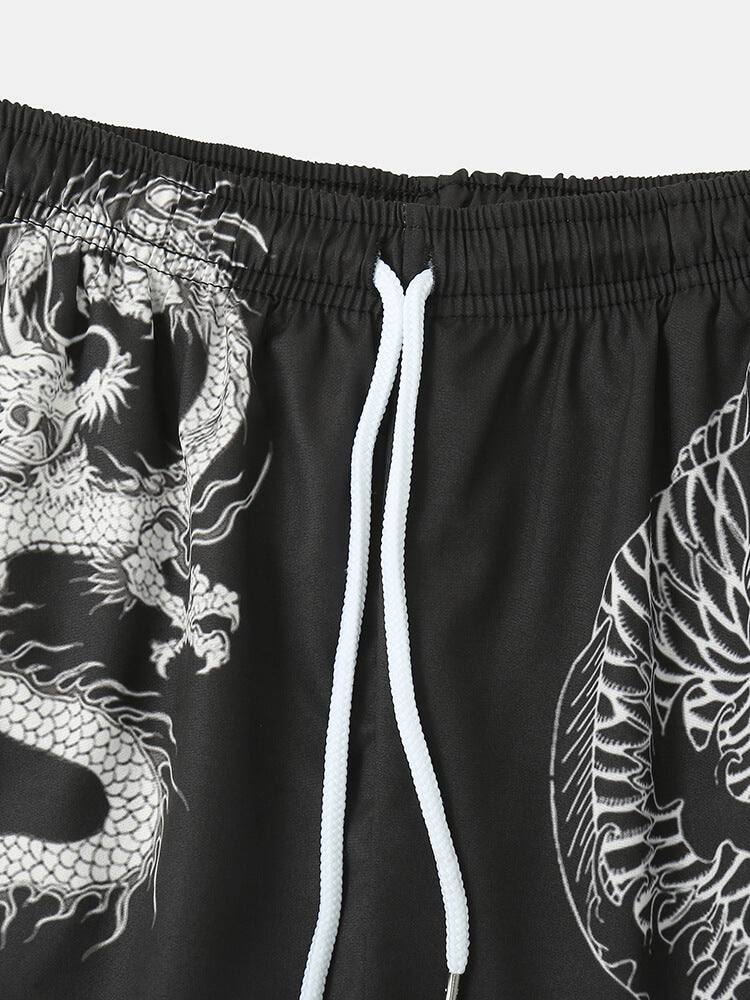 Wave Dragon Print Two-Piece Set