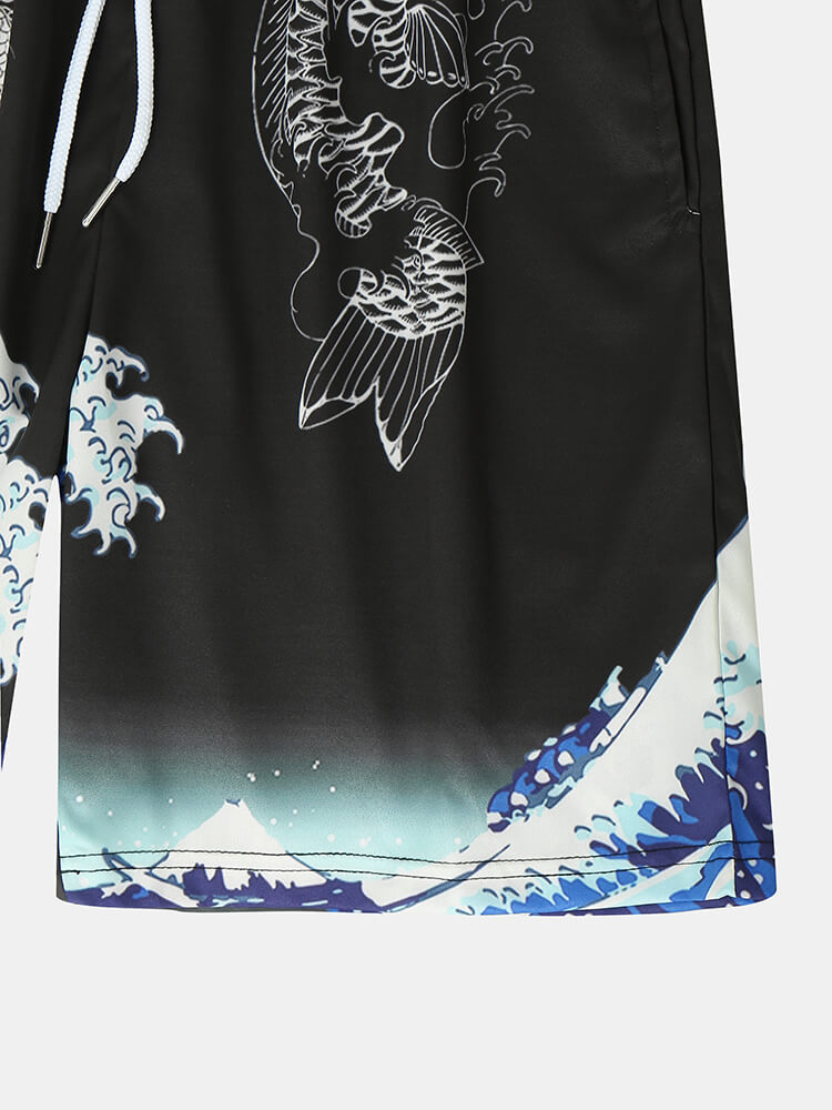 Wave Dragon Print Two-Piece Set