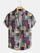 Vintage Patchwork Paisley Print Short Sleeve Shirt