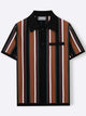 Vertical Striped Full-Button Knit Shirt