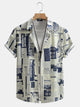 Vintage Newspaper Print Short Sleeve Shirt