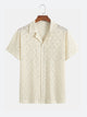Hollowed-out Diamond Pattern Texture Casual Beige Shirt
