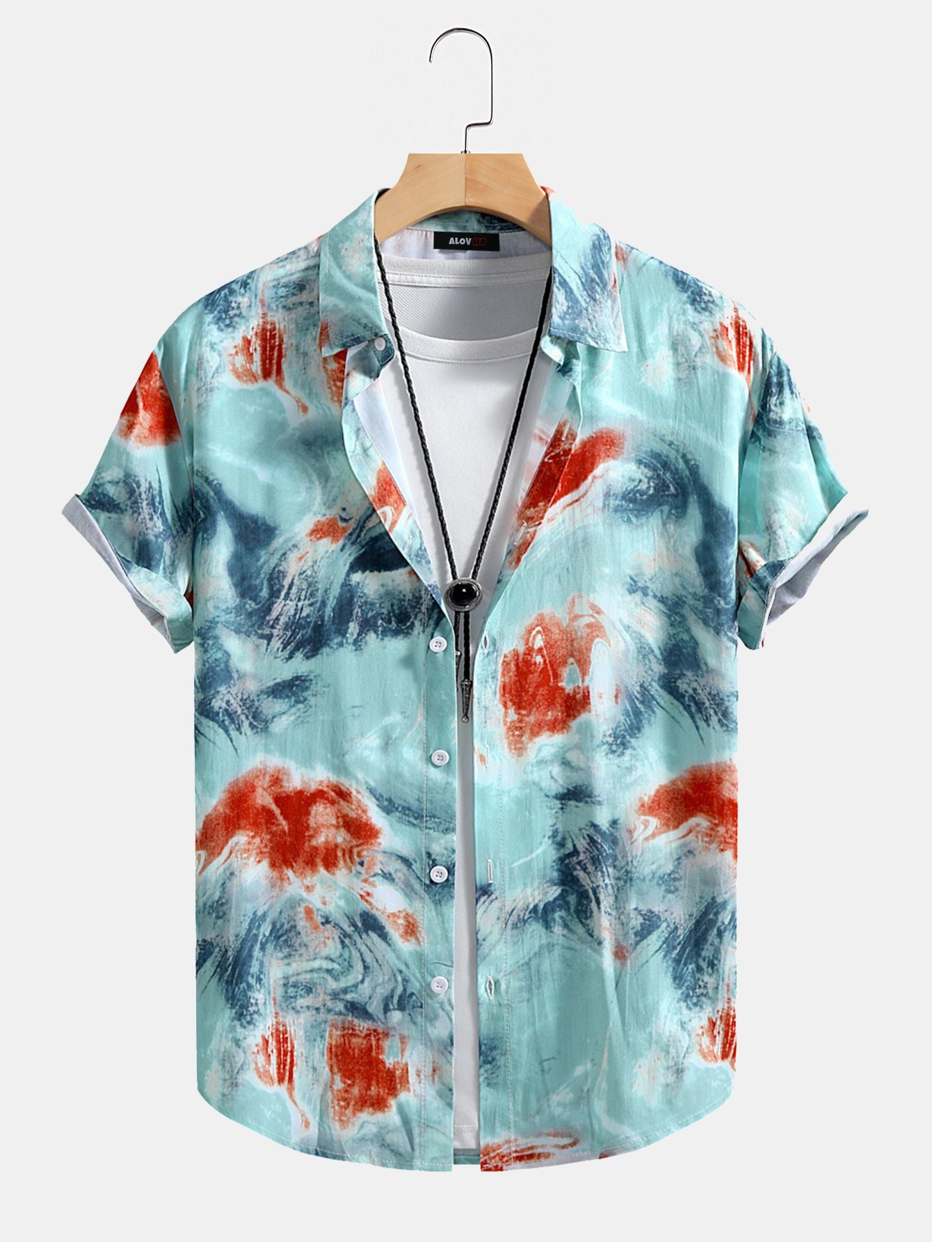 Abstract Ink Splash Print Short Sleeve Shirt