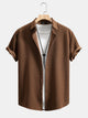 Diamond Texture Cuban Collar Short Sleeve Shirt