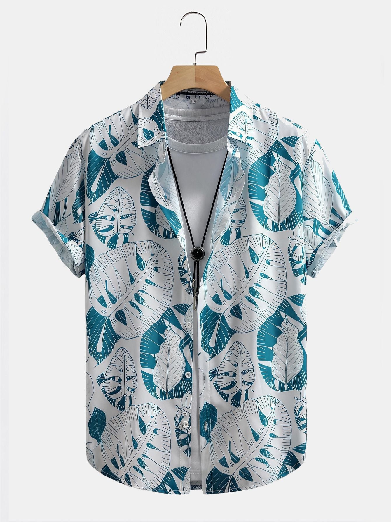 Tropical Leaf Print Short Sleeve Shirt