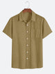 Khaki Brown Casual Shirt with Linen Texture