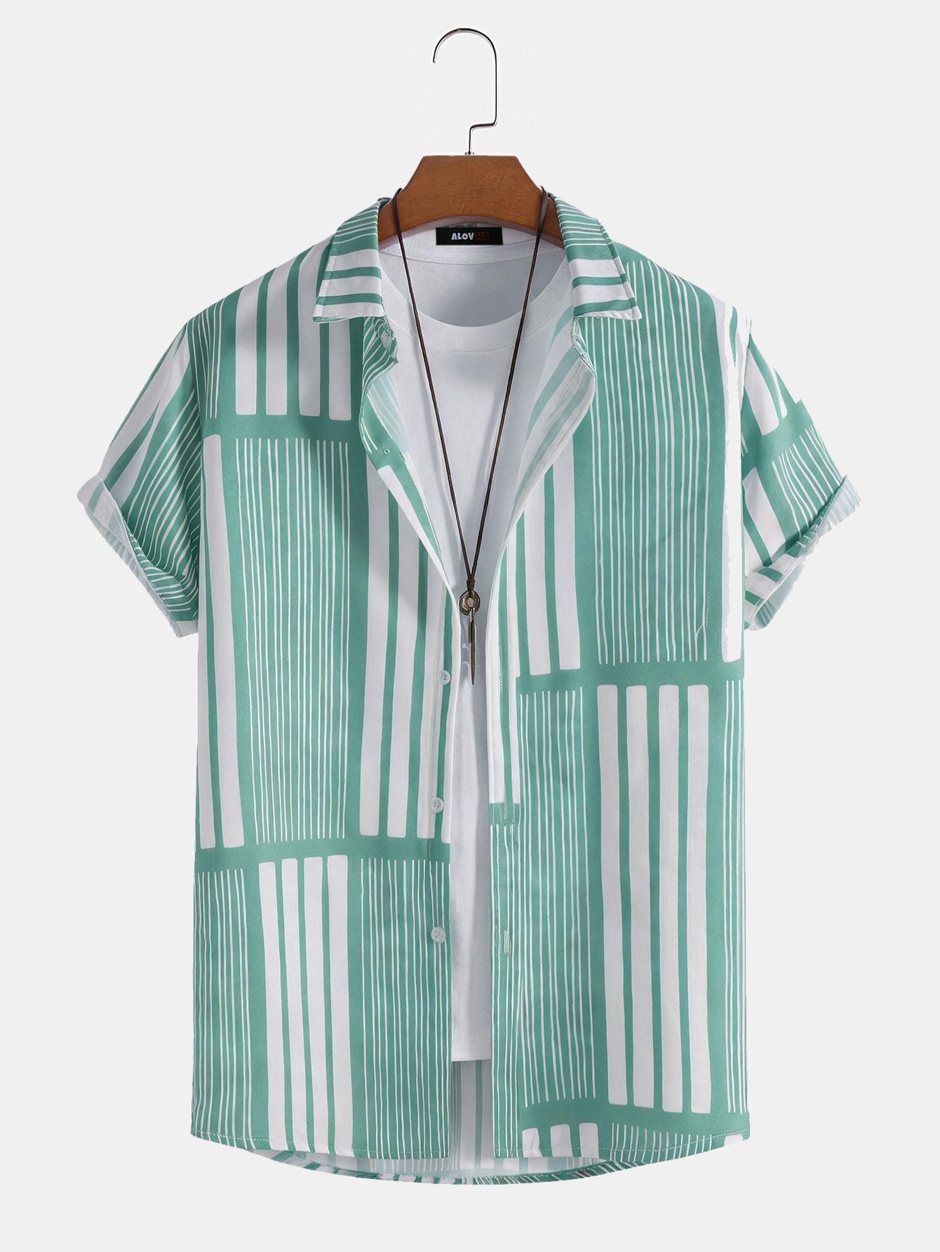 Geometric Block Stripe Short Sleeve Shirt