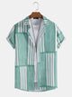 Geometric Block Stripe Short Sleeve Shirt