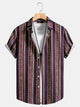 Ethnic Striped Print Short Sleeve Shirt