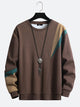 Crew Neck Cotton Patchwork Sweatshirt