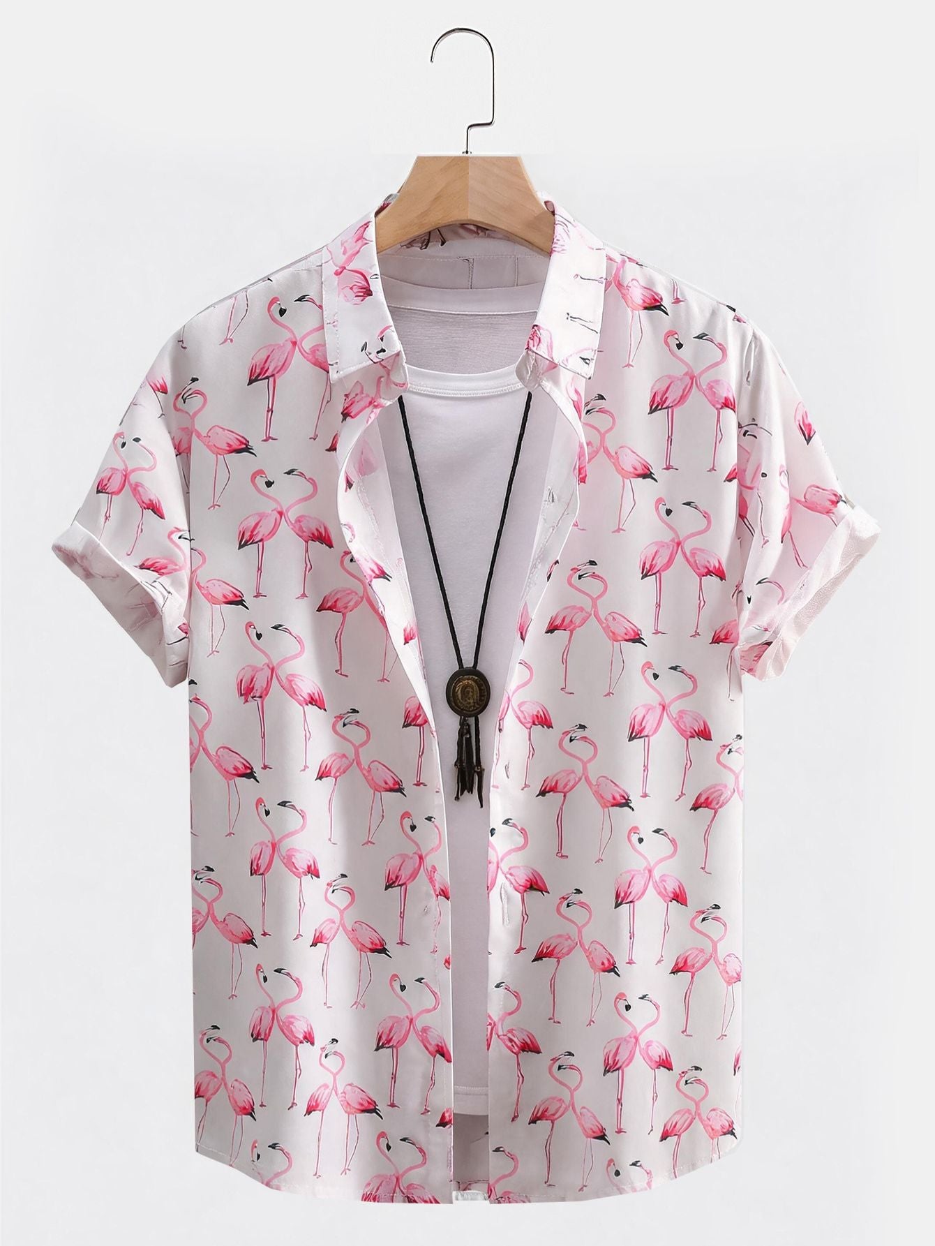 Flamingo Print Short Sleeve Shirt
