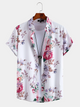 Men's Floral Pattern Short-Sleeved Hawaiian Vacation Shirt
