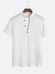 Textured Henley Collar Casual Sleeve T-Shirt