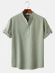 Solid Color Stand Collar Henley Shirt