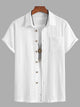 Summer Lapel Solid Wavy Jacquard Casual Shirt