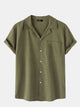 Solid Color Cuban Collar Short Sleeve Shirt