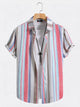 Multicolor Vertical Stripe Short Sleeve Shirt