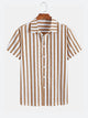 Vertical Striped Textured Casual Sleeved Shirt