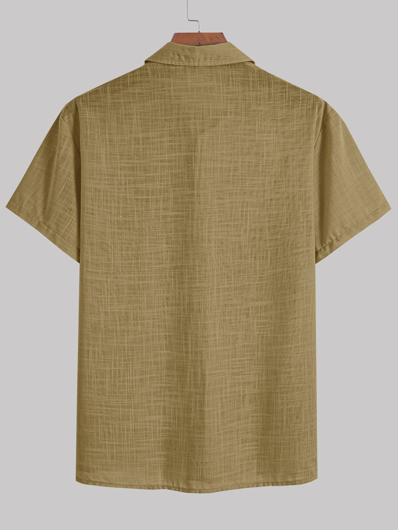 Khaki Brown Casual Shirt with Linen Texture