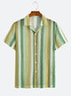 Gradient Striped Openwork Casual Sleeved Shirt