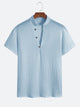 Textured Henley Collar Casual Sleeve T-Shirt