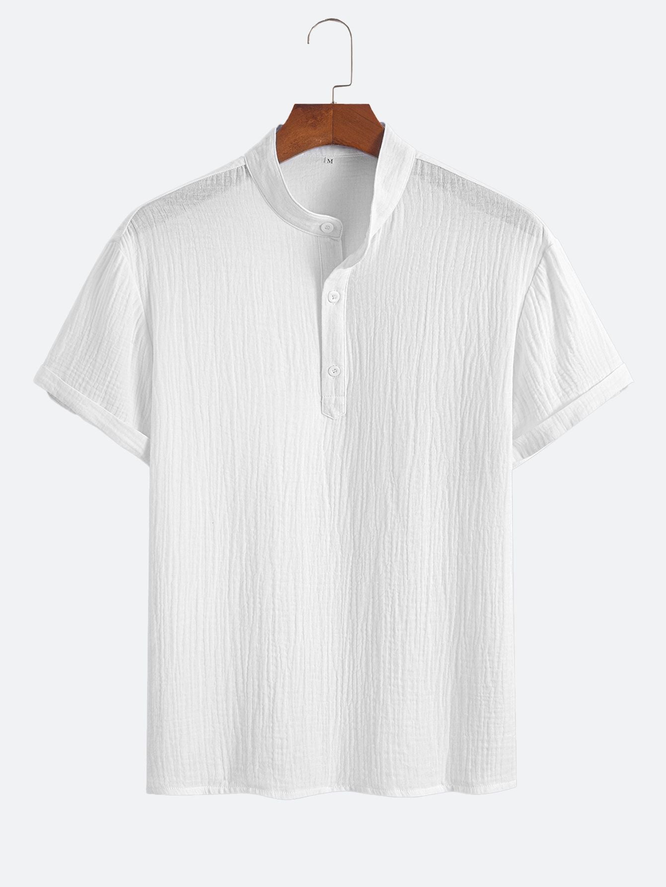 Classic Wrinkled Texture Multi-Color Short-Sleeved Shirt
