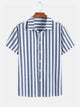 Vertical Striped Textured Casual Sleeved Shirt