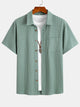 Summer Lapel Solid Wavy Jacquard Casual Shirt