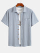 Summer Lapel Solid Wavy Jacquard Casual Shirt