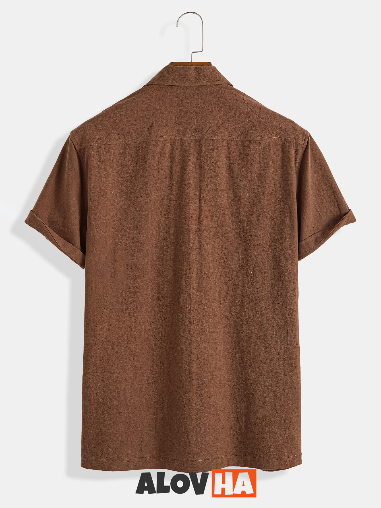 Brown Vintage Classic Textured Short Sleeve Shirt